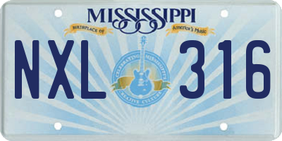 MS license plate NXL316