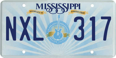 MS license plate NXL317
