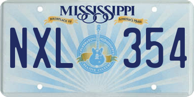 MS license plate NXL354