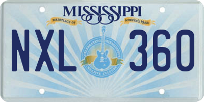 MS license plate NXL360