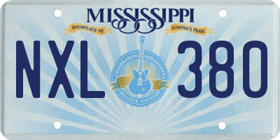 MS license plate NXL380