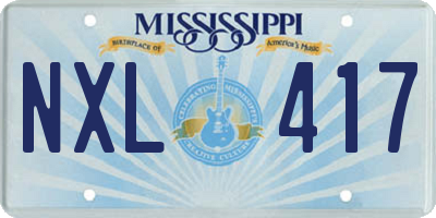 MS license plate NXL417