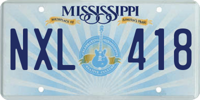 MS license plate NXL418