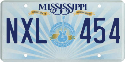 MS license plate NXL454