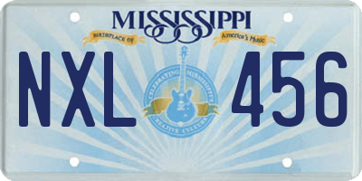 MS license plate NXL456