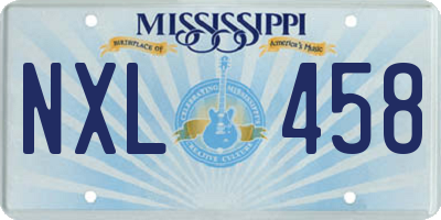 MS license plate NXL458