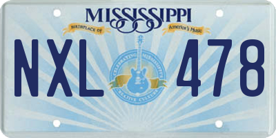 MS license plate NXL478