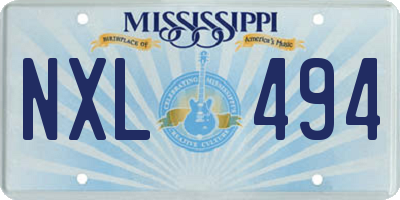 MS license plate NXL494