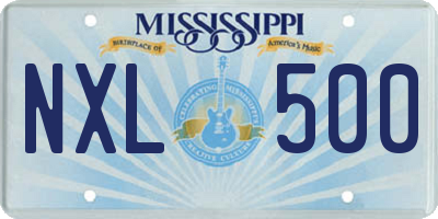 MS license plate NXL500