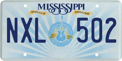 MS license plate NXL502