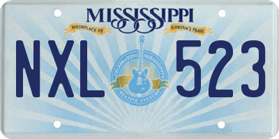 MS license plate NXL523