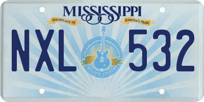 MS license plate NXL532