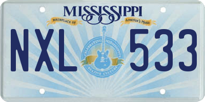 MS license plate NXL533