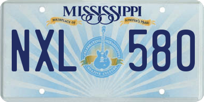 MS license plate NXL580