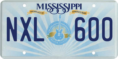 MS license plate NXL600