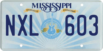 MS license plate NXL603