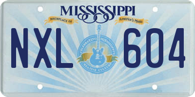 MS license plate NXL604