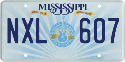 MS license plate NXL607