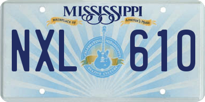 MS license plate NXL610