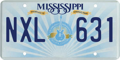 MS license plate NXL631