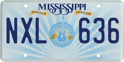 MS license plate NXL636