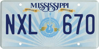 MS license plate NXL670