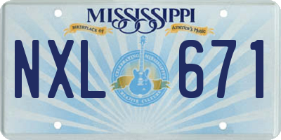 MS license plate NXL671