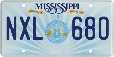 MS license plate NXL680