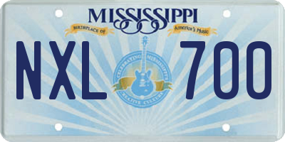 MS license plate NXL700