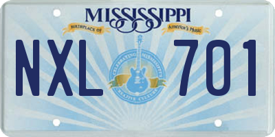 MS license plate NXL701