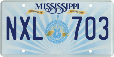 MS license plate NXL703