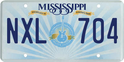MS license plate NXL704