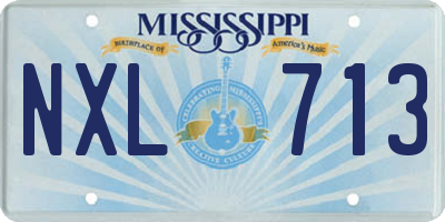 MS license plate NXL713