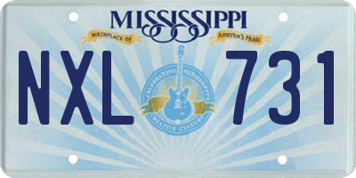 MS license plate NXL731