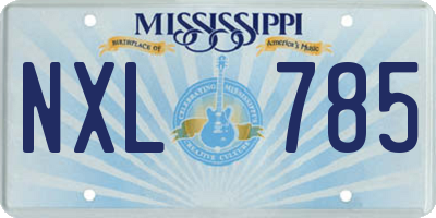 MS license plate NXL785
