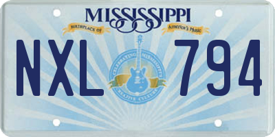 MS license plate NXL794