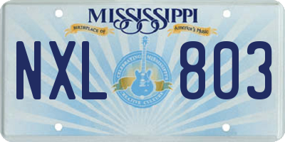 MS license plate NXL803