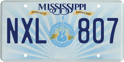 MS license plate NXL807