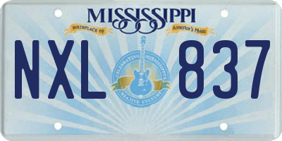 MS license plate NXL837
