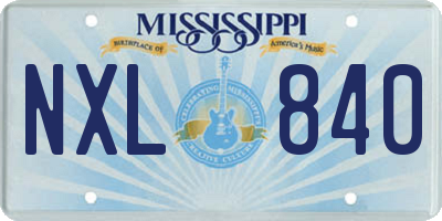 MS license plate NXL840