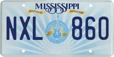 MS license plate NXL860