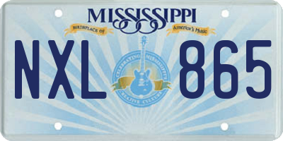 MS license plate NXL865