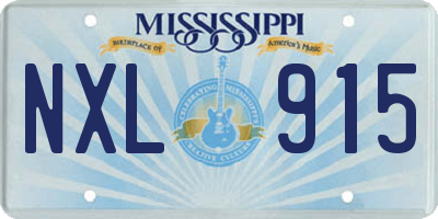 MS license plate NXL915