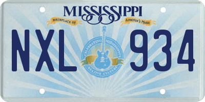 MS license plate NXL934