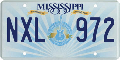 MS license plate NXL972