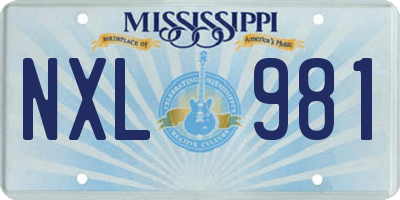 MS license plate NXL981
