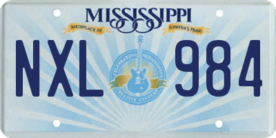 MS license plate NXL984