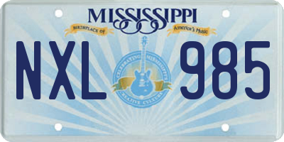 MS license plate NXL985