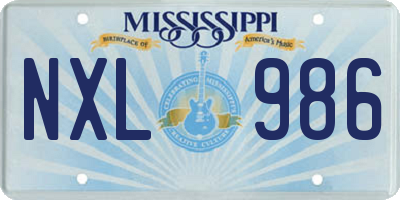 MS license plate NXL986