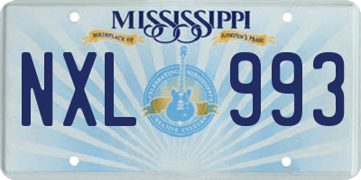 MS license plate NXL993